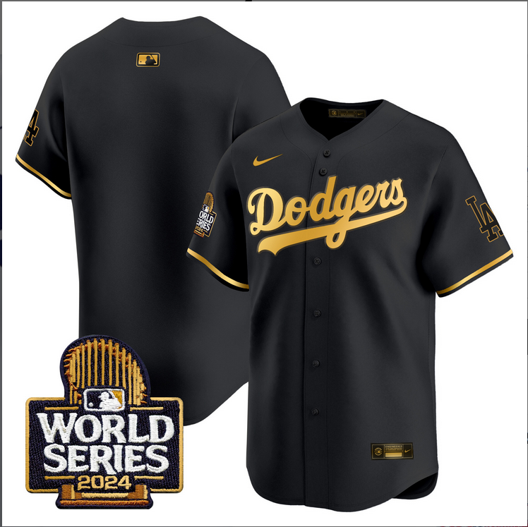 Men MLB Los Angeles Dodgers blank black 2024 World Series Champions Patch Limited Jersey20241105 style 3